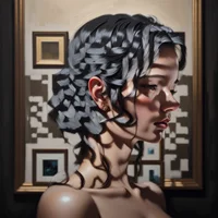 QR Code Expert beautiful example: Elegant portrait painting.