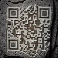 QR Code Expert beautiful example: Ancient stone carving and petroglyphs.