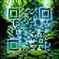 QR Code Expert beautiful example: Hidden tropical waterfall.