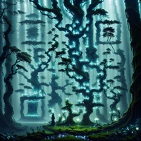 QR Code Expert beautiful example: Enchanted mystical forest.