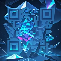 QR Code Expert beautiful example: Complex 3D geometric shapes.