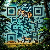 QR Code Expert beautiful example: Wild animals in a jungle.