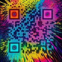 QR Code Expert beautiful example: Vibrant multicolored burst.