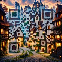 QR Code Expert beautiful example: Charming medieval fairy-tale town.