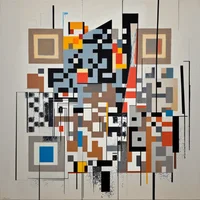 QR Code Expert beautiful example: Abstract geometric art painting.