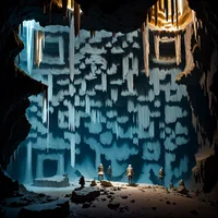 QR Code Expert beautiful example: Mysterious cave exploration.