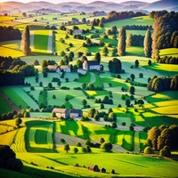 QR Code Expert beautiful example: Scenic countryside with rolling fields.