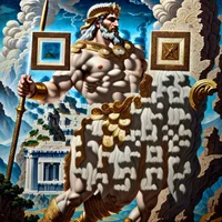 QR Code Expert beautiful example: Epic Greek mythology scene.
