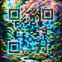 QR Code Expert beautiful example: Elegant woman in a lush garden.