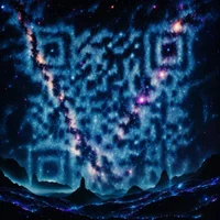 QR Code Expert beautiful example: Galaxy and glowing nebula.
