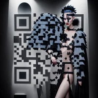 QR Code Expert beautiful example: High-fashion runway style.