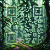 QR Code Expert beautiful example: Mystical forest path.