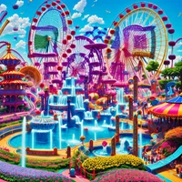 QR Code Expert beautiful example: Colorful amusement park.