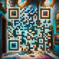 QR Code Expert beautiful example: Whimsical modern art gallery.