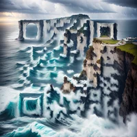 QR Code Expert beautiful example: Dramatic cliff overlooking the ocean.